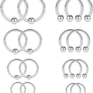 Luxury 16-Piece 16G Surgical Steel Nose & Body Piercing Jewelry Set - Gift Bag